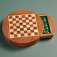 Acacia Wood Round Magnetic Chess Set