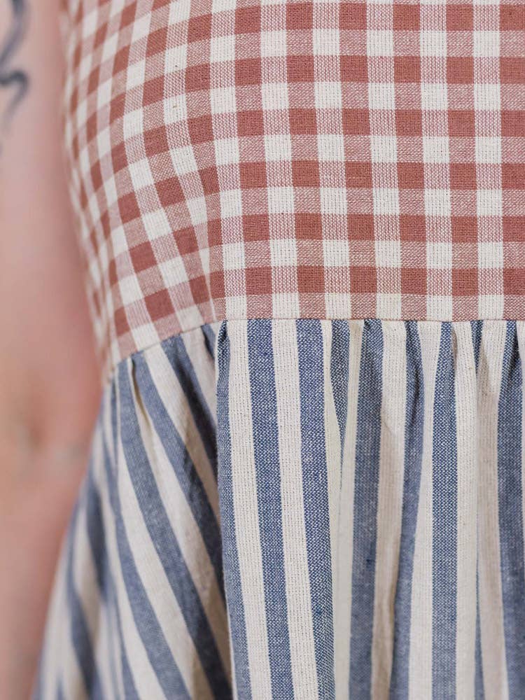 Lilah Dress Gingham Stripe Mix