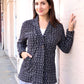 Selene Black Geometric Organic Fleece Blazer