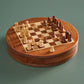 Acacia Wood Round Magnetic Chess Set