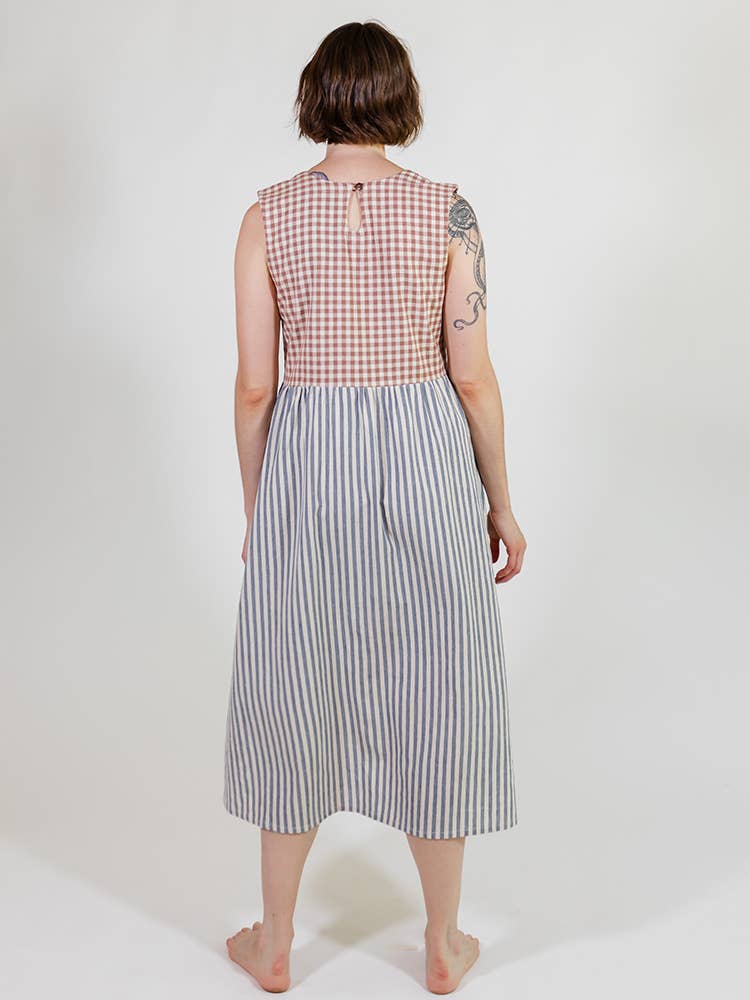 Lilah Dress Gingham Stripe Mix