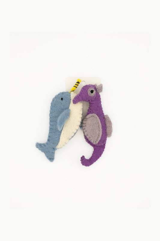 Finger Puppet - Narwhal and Seahorse (Ocean theme) 