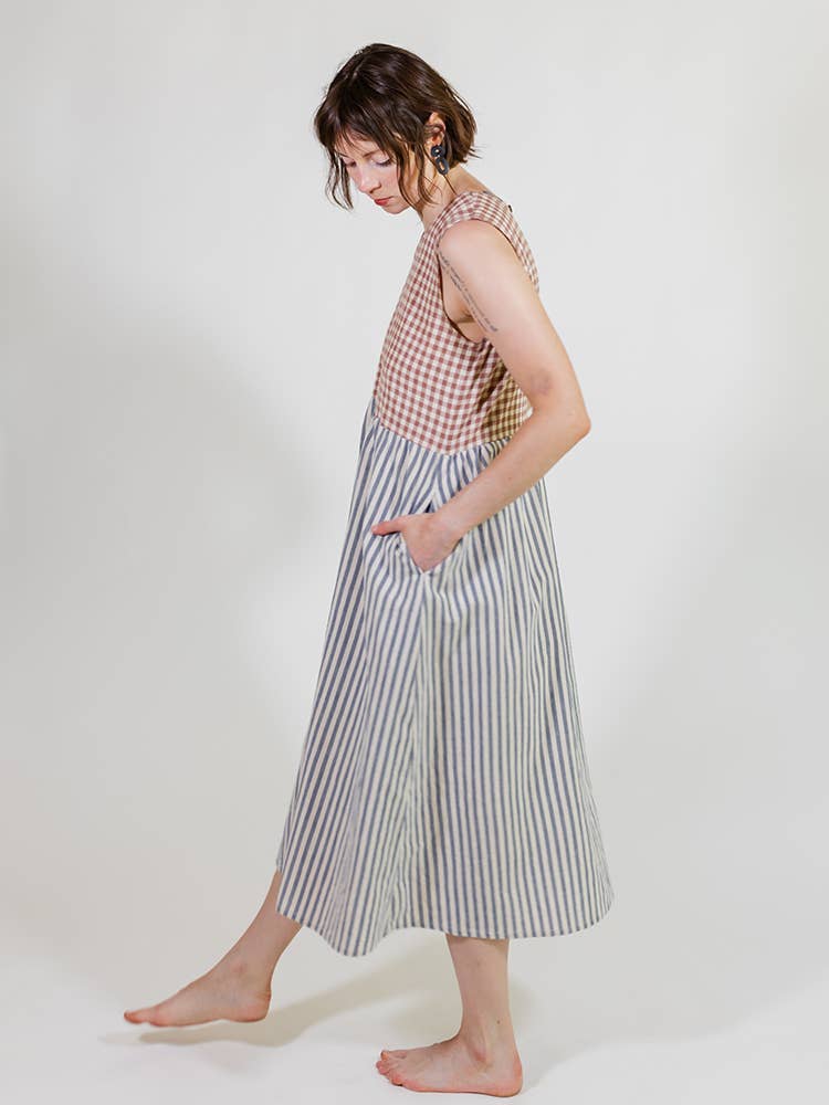 Lilah Dress Gingham Stripe Mix