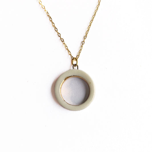 Open Circle - White + Gold