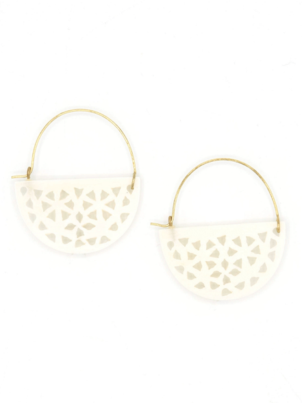 Upcycled Bone Half Moon Hoops