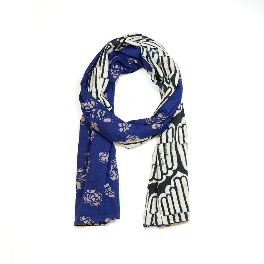 Unisex Block Print Reversible 2 in 1 Cotton Scarf - SAPNA