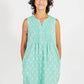 Pintucked Away Dress Aqua Ikat