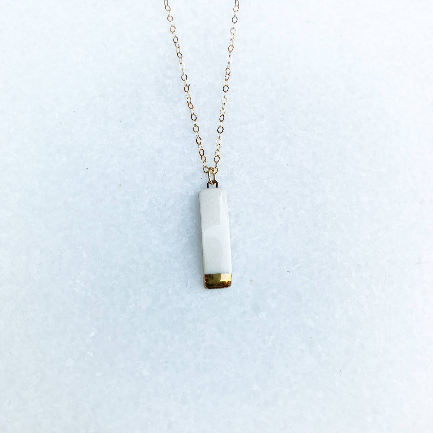 Small Rectangle - White + Gold