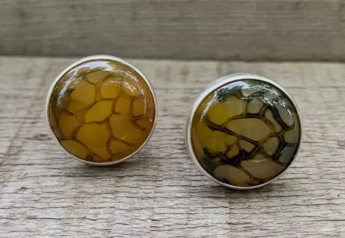 Yellow & Black Dragon Agate Ring