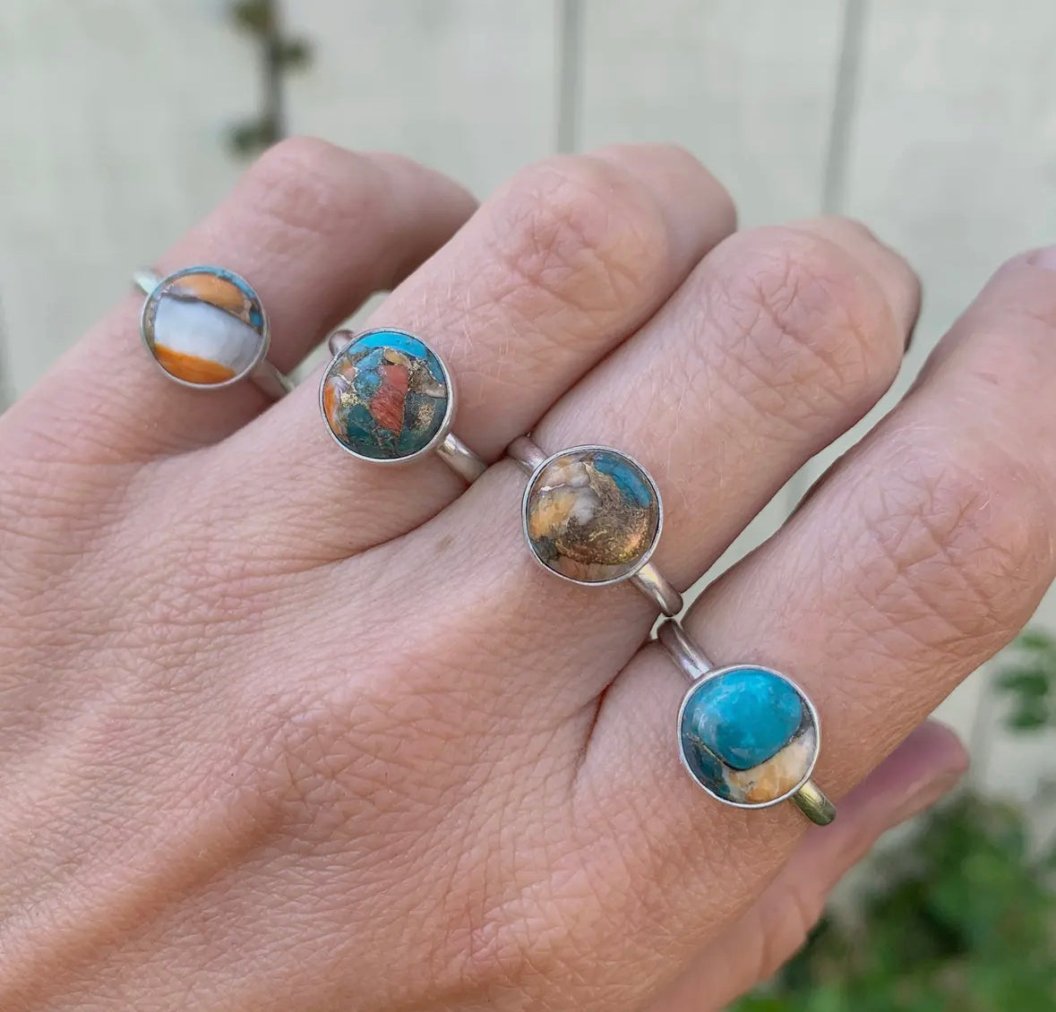 Copper & Turquoise Oyster Rings