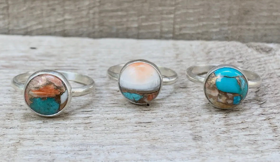 Copper & Turquoise Oyster Rings