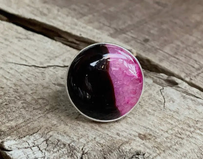 Black & Pink Agate Ring