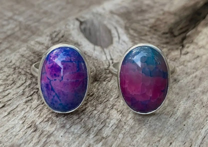 Pink & Purple Dragon Agate Ring