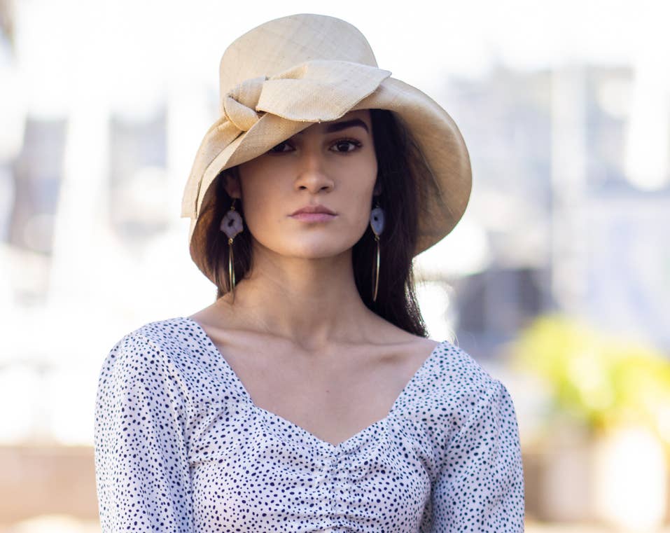 3" Brim Cara Bucket Straw Hat with Big Bow