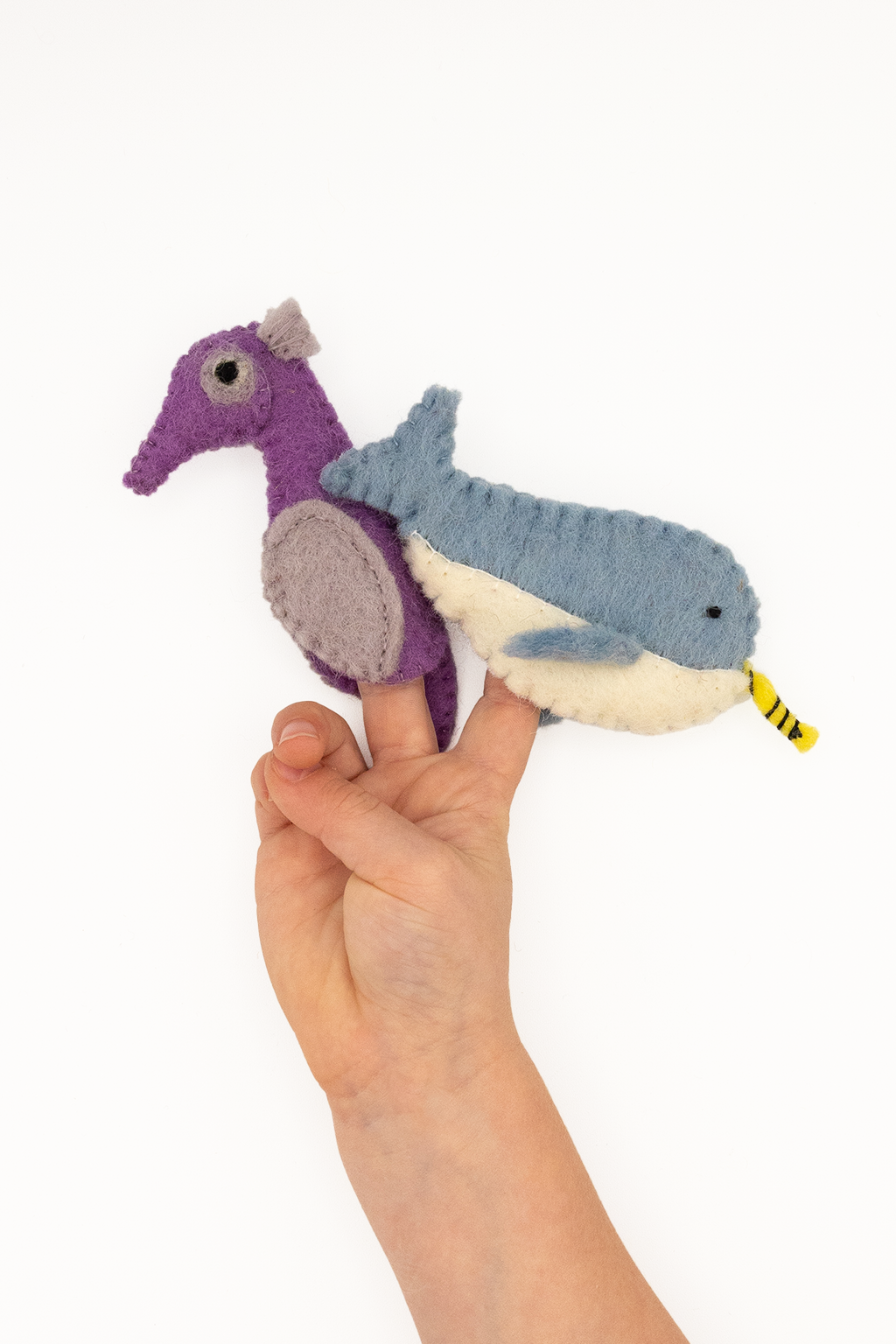 Finger Puppet - Narwhal and Seahorse (Ocean theme) 