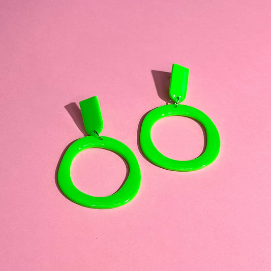 Neon Thin Hoop Clay Dangle Earring