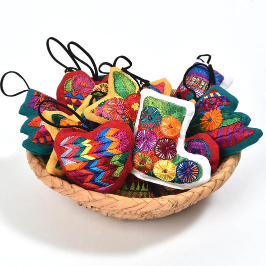 Hand Embroidered Christmas Holiday Ornaments from Guatemala