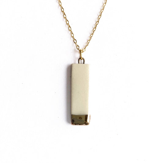 Small Rectangle - White + Gold