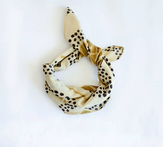 Women Head Bandana Scarf Block print cotton - Golden Gal